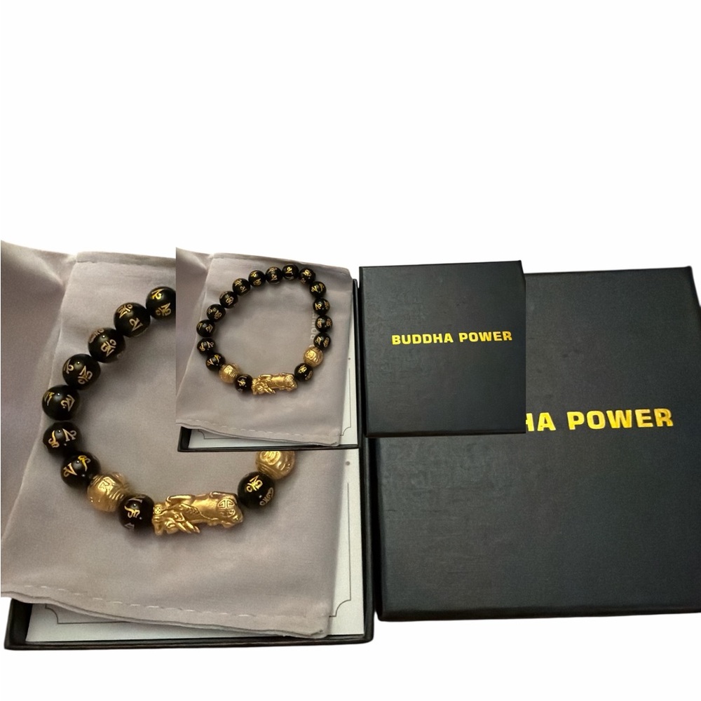 Black and Gold Pixiu Bracelet Set